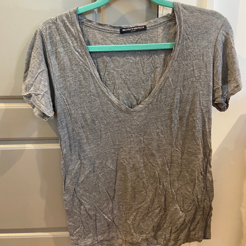 Gray Women's V-Neck Top